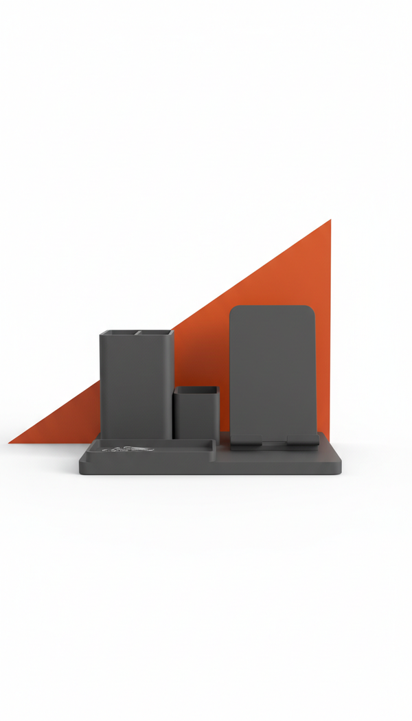 Graphite Desk Organizer Set with Drawer